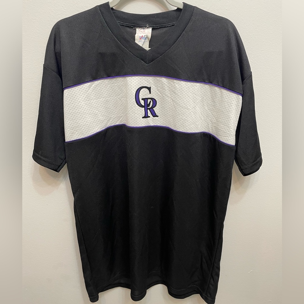 Majestic Vintage Colorado Rockies Black White Purple Baseball Jersey